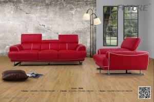 Ghế sofa da thật màu đỏ thật sang trọng và nổi bật trong phòng khách