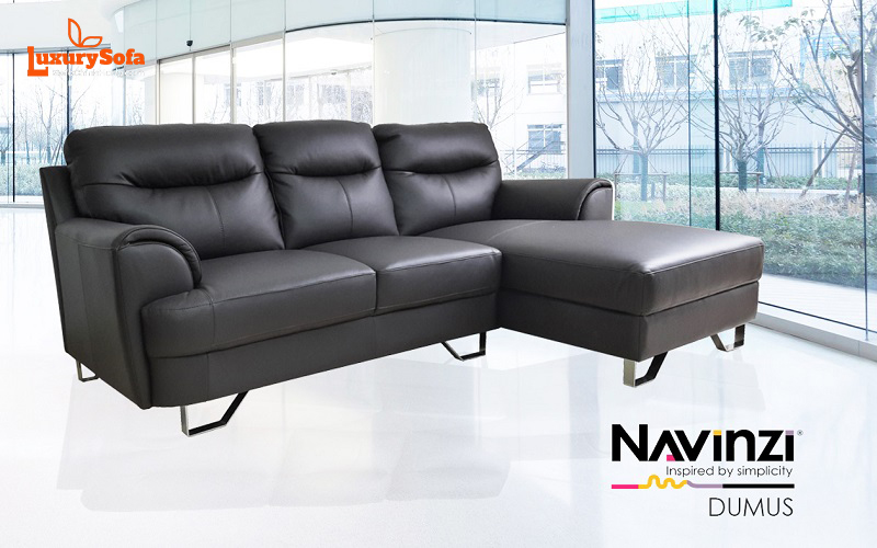20 mẫu ghế sofa góc da màu đen đẹp cho phòng khách