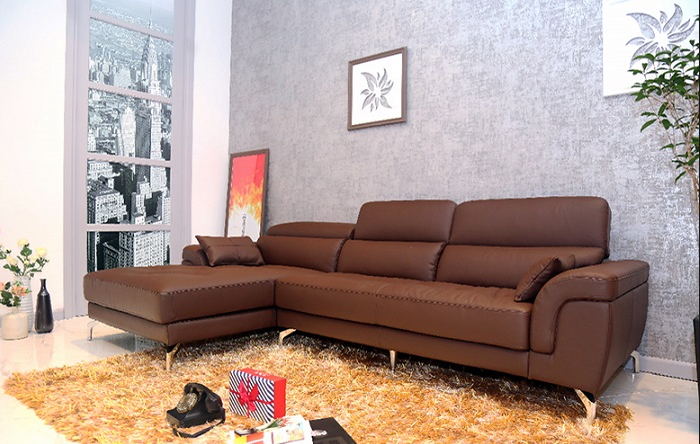 Kiểu kê sofa giáp tường giúp tiết kiệm diện tích