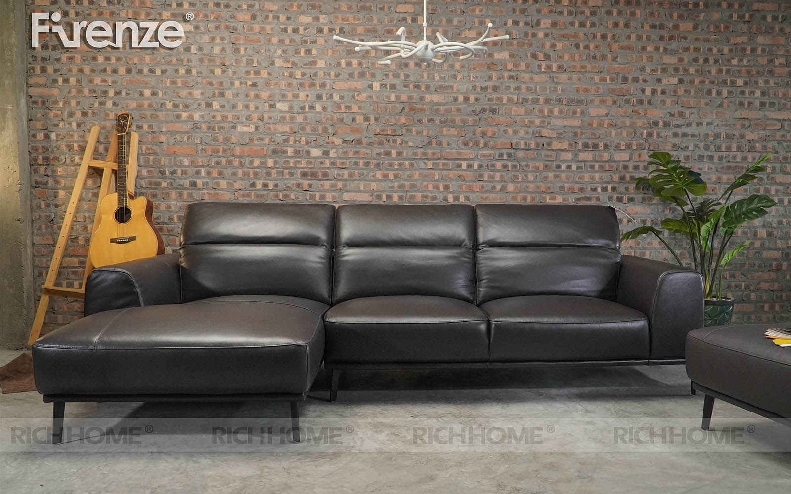 20 mẫu ghế sofa góc da màu đen đẹp cho phòng khách - Ảnh 5