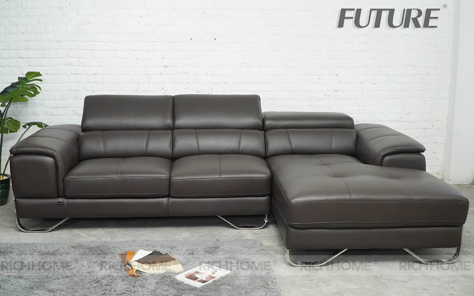 20 mẫu ghế sofa góc da màu đen đẹp cho phòng khách - Ảnh 6