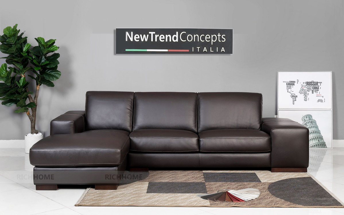 20 mẫu ghế sofa góc da màu đen đẹp cho phòng khách - Ảnh 10