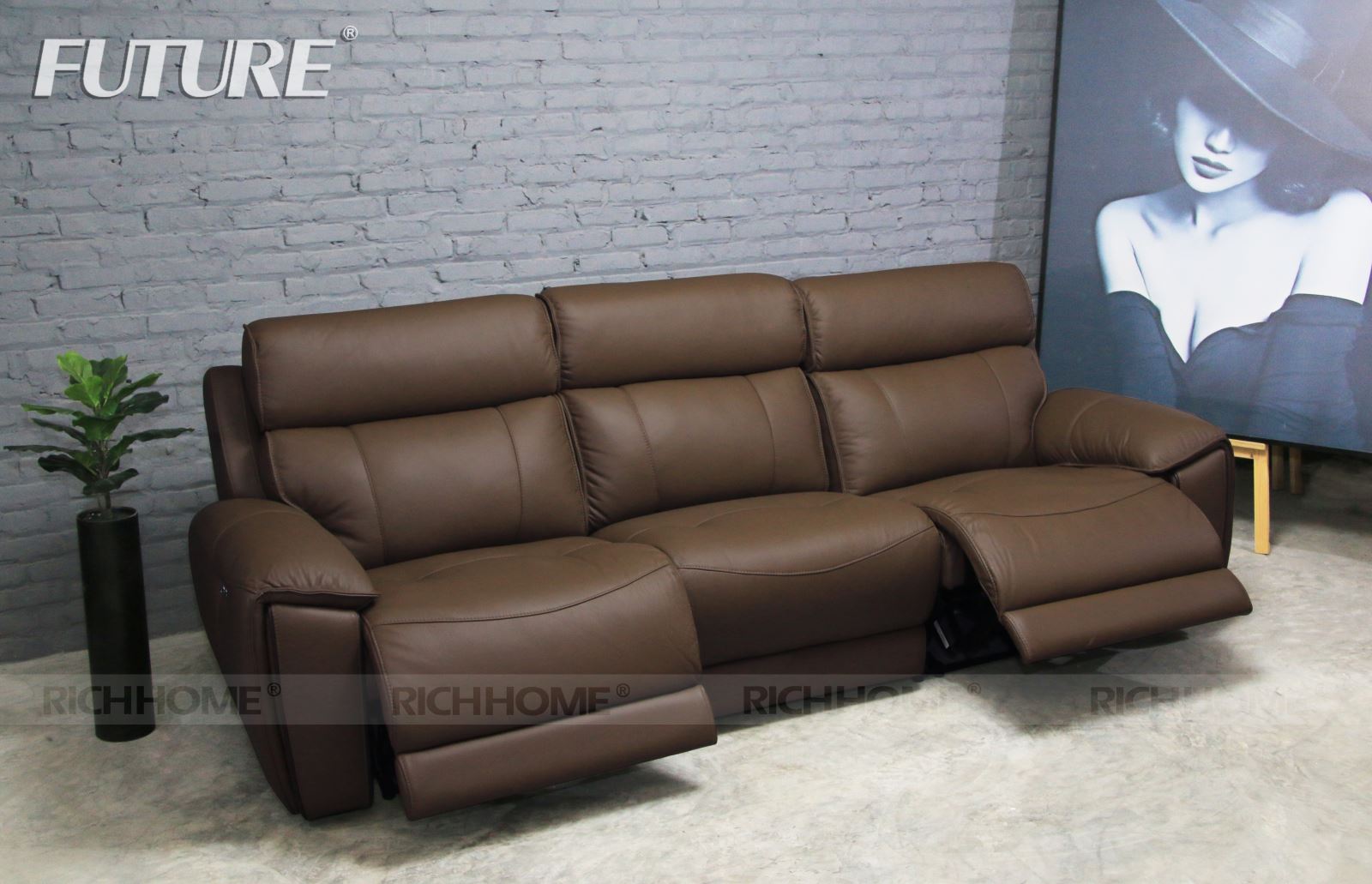 Phòng khách nổi bật với những mẫu ghế sofa da màu nâu hiện đại - Ảnh 3