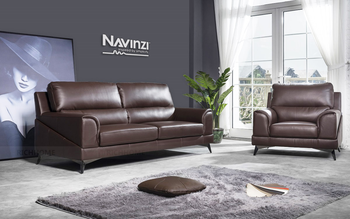 Phòng khách nổi bật với những mẫu ghế sofa da màu nâu hiện đại - Ảnh 6